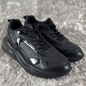 Guess Womens Size 8.5M Fever Running Lace Up Sneakers Black Walking Shoes